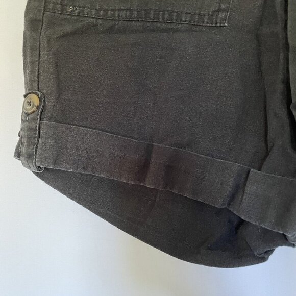 Faded Glory linen and cotton black shorts drawstring pockets casual summer - Picture 3 of 6